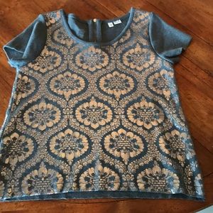 Anthropologie silver damask shirt by Moth